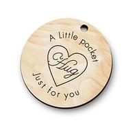 EDSG Wooden Little Pocket Hug Heart Token | Keyring | Keepsake Gift for Love | Gift for Friends Family Couple | Thinking of You Gift
