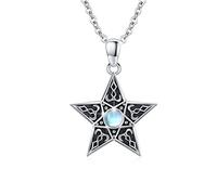 EDSUN Compass Necklace Women's 925 Sterling Silver Compass Hoop Earring Necklace Compass/Moon/Viking/Pentagram/Star of David Pendant Amulet Jewellery for Women Girls Compass Gift