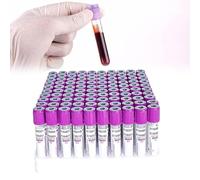 EDTA K2 Blood Collection Tubes, 5ml, Vacuum Blood Collection Tubes with Screw Caps for Laboratory Use, 100 Pack