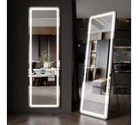 EDTEMI Mirror Full Length, Body Mirror with Lights, Wall Mounted Hanging Mirror with Lights, Bedroom Floor Mirror with Lights & 3 Color Modes (63"x20", Black)