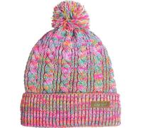 EDTREK Hey Girl Winter Beanie Hat with Silk Satin Fleece Lining Multicolored Pom Poms - One Size for Womens and Kids, Rainbow Dye, One size