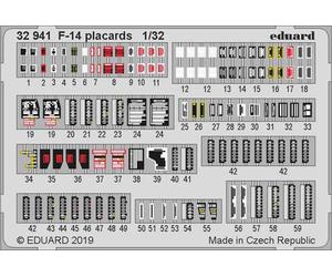 Eduard 32941 Etched Aircraft Detailling Set 1:32 Grumman F-14 placards
