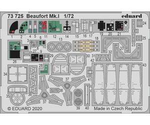 Eduard 73725 Etched Aircraft Detailling Set 1:72 Bristol Beaufort Mk.I