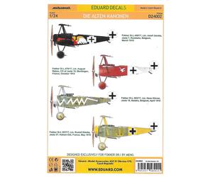 EDUARD DECALS 1/24 FOKKER Dr.1 'DIE ALTEN KANONEN' (For Meng kit) D24002