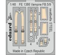 Eduard Sprue Brothers 1:48 Color Zoom PE - Vampire FB.5/9 Seatbelts [Steel] (AFX kit), EDUFE1386