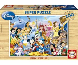 Educa - 100 Wonderful World Disney Wooden Puzzle | Multiple Characters | Learning Toy | Ages 6+ (12002)