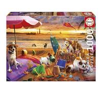 Educa - 1000 Piece Dogs Playing at Beach Jigsaw Puzzle for Adults | Pet Animals Play Theme Relaxation Gift | Ages 14+ (20312)