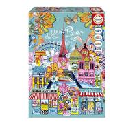 Educa - 1000 Piece Jigsaw Puzzle for Adults | Paris by Car Pintos | City Illustration Art | Eiffel Tower & Landmarks | Adult Jigsaw | Ages 14+ (20559)