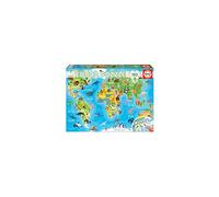 150 Piece Puzzle, Animals World Map, by EDUCA blue