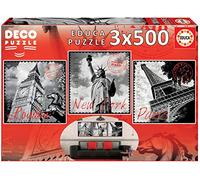Educa 17096.0, 3x 500 big cities deco puzzle