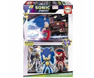 Educa 19629 2x100 Sonic Prime Neon, Assorted, 40 x 28 cm