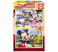 Educa - 2 Eco Wooden Children's Puzzles with 25 Pieces | Disney Mickey and Friends Mouse Recommended for 3, 4 and 5 Years (18876)