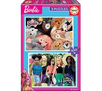 Educa - 2 x 100 Barbie, 2 cardboard puzzles with 100 pieces, fun by double game, puzzle size: 40 x 28 cm, from 6 years old (19300)