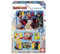 Educa - 2 x 100 DC League of Super-Pets | 2 Puzzles of 100 Pieces Each, Fun by Double Game, Each Puzzle Measurement: 40 x 28 cm | Ages 6 and up (19484)