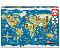 Educa - 200 World Map Puzzle by Sean Sims with Beautiful | Geography Theme | Educational Learning Toy | Ages 6+ (19292)