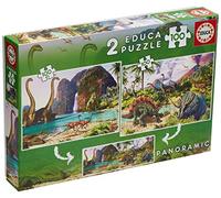 Educa - 2x100 Dino World Jigsaw Puzzles Dinosaur Theme | Perfect Fitting Pieces | Educational Toy | Ages 6+ (15620)