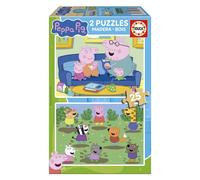 Educa - Peppa Pig | Set of 2 Children's Wooden Jigsaw Puzzles with 25 Pieces Each Measures 26 x 18 cm. Recommended for ages 4 and up (20324)