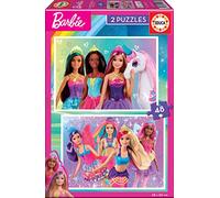 Educa - 2x48 Barbie, 2 Cardboard Puzzles with 48 Pieces, Fun by Double Game, Approximate Puzzle Size: 28 x 20 cm, From 3 years old (19299)