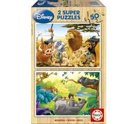 Educa - 2x50 Animal Friends Wooden Puzzles Disney Set | Multiple Characters | Educational Toy | Ages 3+ (13144)