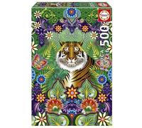 Educa Borrás Puzzle – Bengal Tiger (Catalina Estrada) – 500-piece, 34 x 48 cm, Includes Glue Fix