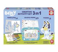 Educa - Bluey 3-in-1 Creative Set with Three Activities: Paint by Numbers, Create 2 3D Figures to Decorate & Draw Characters from The Bluey Series with Templates. Ages 3+