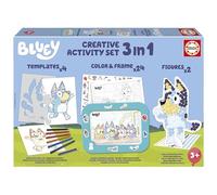Educa - Bluey 3-in-1 Creative Set with Three Activities: Paint by Numbers, Create 2 3D Figures to Decorate & Draw Characters from The Bluey Series with Templates. Ages 3+