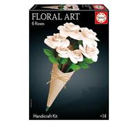 Educa Floral Art DIY Paper Flower Bouquet Kit - No Glue or Scissors Needed, Decorative Craft Set for Teens & Adults, Gift Idea (6 White Roses)