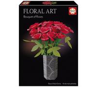Educa - Floral Art Rose Bouquet, Craft Kit for Making Twelve Red Paper Roses Without Glue or Scissors, Recommended Age 6+ (20139)