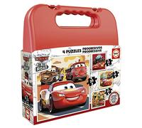 Educa - Cars Suitcase Progressive Children's Puzzles | 4 Puzzles 12+16+20+25 Pieces | Educational Learning Toy | Ages 3+ (19677)