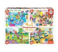 Educa - Children's Progressive Puzzles with 20, 40, 60 and 80 Pieces. 4 in 1 A Day at School. From 4 years old (18904)
