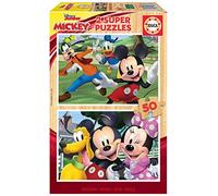 Educa - Disney Mickey and Friends Mouse, 2 Wooden Puzzles, 50 Pieces, + 4 Years, Ref, Multicoloured (18880)
