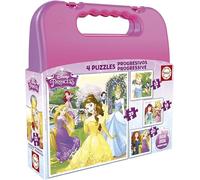 Educa - Disney Princess Progressive Puzzles Case | 4 Puzzles 12+16+20+25 Pieces | Ages 3+ (16508)