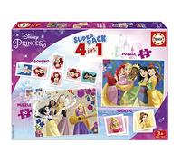 Educa - Disney Princesses Superpack 4-in-1, Includes Dominoes, Memo Game and 2 Puzzles, for Children from 3 Years (19683)