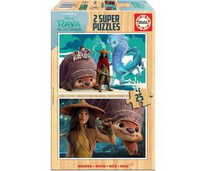 Educa Disney Raya 2 x 25pc Wooden Puzzles - Ages 4+ - 26 x 18cm - New
