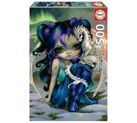 Educa - Puzzle of 500 Pieces for Adults | Fairy and Dragon. Measurements: 34 x 48 cm. Includes the puzzle glue FixPuzzle. For 11 years (19906)