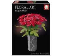 Educa - Floral Art Rose Bouquet, Craft Kit for Making Twelve Red Paper Roses Without Glue or Scissors, Recommended Age 6+ (20139)