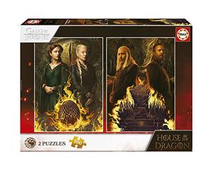 Educa - House of The Dragon | Pack of 2 puzzles with 500 pieces each. Approximate measure once assembled: 34 x 48 cm. Includes Glue Fix Puzzle to hang it once finished. +11 years (19573)