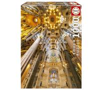 Educa - Inside of the Sagrada Familia | 1000 piece jigsaw puzzle. Measures once assembled: 48 x 68 cm. Includes Fix Puzzle Tail for hanging once the assembly is complete. + 14 years (19614)