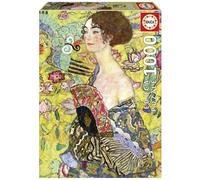 Educa - Lady with a Fan, Gustav Klimt | 1000 Piece Puzzle for Adults. Measurements: 48 x 68 cm. Includes Glue Fix Puzzle. From 14 years old