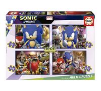 Educa 19631 Multi 4 Jigsaw Puzzles Sonic Prime 50+80+100+150 Neon, Assorted, 34 x 24 cm