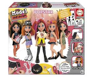 Educa - My Model Doll Design Pop Star. Articulated doll to create over 150 amazing different looks, cut the fabric and dress it up with the numerous fabrics and accessories included (19203)