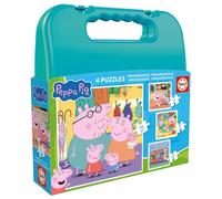 Educa - Peppa Pig | Set of 4 Progressive Puzzles for Kids 6-12 Pieces Presented in a Great Suitcase | Approximate Size: 16 x 16cm. Recommended for 3 Years (20328)