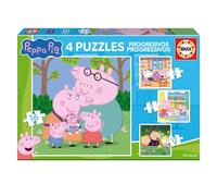 Educa - Peppa Pig | Set of 4 Progressive Puzzles for Children from 6 to 12 Pieces | Approximate Size Once Assembled: 16 x 16 cm | Recommended for Children 3 Years and Up (20325)