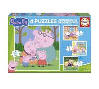 Educa - Peppa Pig | Set of 4 Progressive Puzzles for Children from 6 to 12 Pieces | Approximate Size Once Assembled: 16 x 16 cm | Recommended for Children 3 Years and Up (20325)
