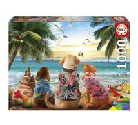 Educa - 1000 Piece Dogs on the Beach Jigsaw Puzzle for Adults | Pet Animals Coastal Theme Relaxation Gift | Ages 14+ (20291)