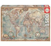 Educa - Political Map of the World 1500pc Puzzle - Paperback - G245z