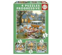 Educa - Progressive Bunny City Puzzles | 12+16+20+25 Pieces Set | Forest Adventure | Educational Learning Toy | Ages 3+ (20217)
