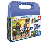Educa - Spidey Suitcase | Set of 4 progressive children's puzzles from 6 to 16 Pieces | Composed by Large Pieces, +3 years (19580)