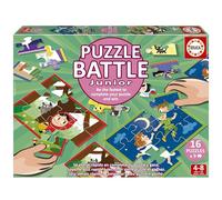Educa - Puzzle Battle Jr Stories | 16 Jigsaw Puzzles Racing Game with Dice and Sand Timer | Develops Fine Motor Skills for Kids | Ages 4+ (20117)