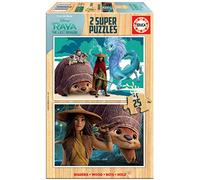 Educa Disney Raya and the Last Dragon Set of 2 Children's Wooden Puzzles with 25 Pieces Each. Measures Approximately Once Assembled: 26 x 18 cm. Recommended from 4 Years (18878), Multicoloured
